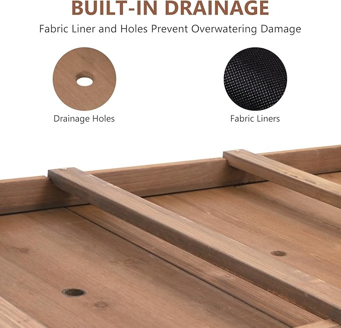 Raised Garden Bed with Legs OutdoorElevated Garden BoxStorage Shelf Protective Liner for BackyardPatioBalcony80x23x30in (Brown)