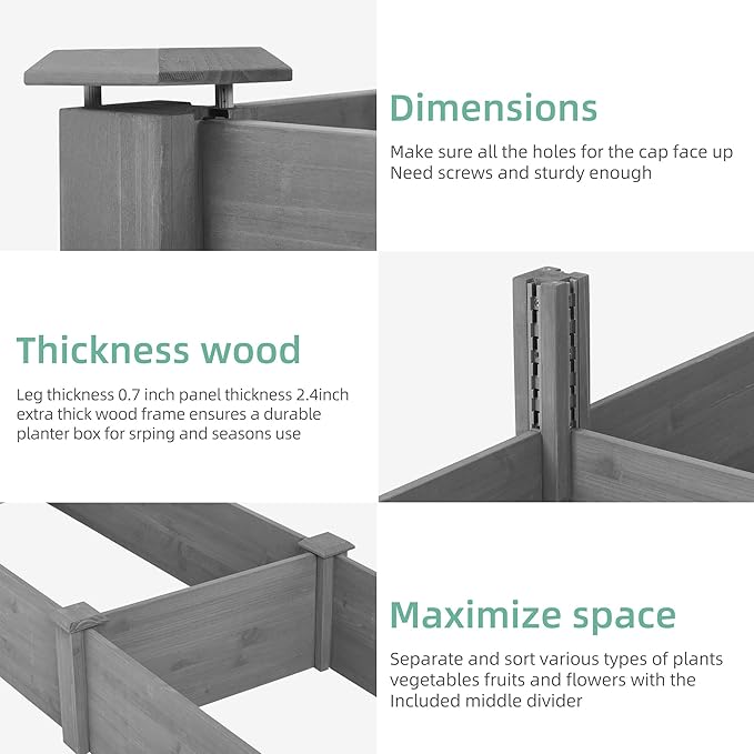96x28x10 ft Wooden Raised Garden Bed Outdoor - Tool-Free 20 Minutes Assembly Large Planter Box Flower Bed with 300lbs Capacity for Vegetables Flowers &amp Herbs (96x28x10'')