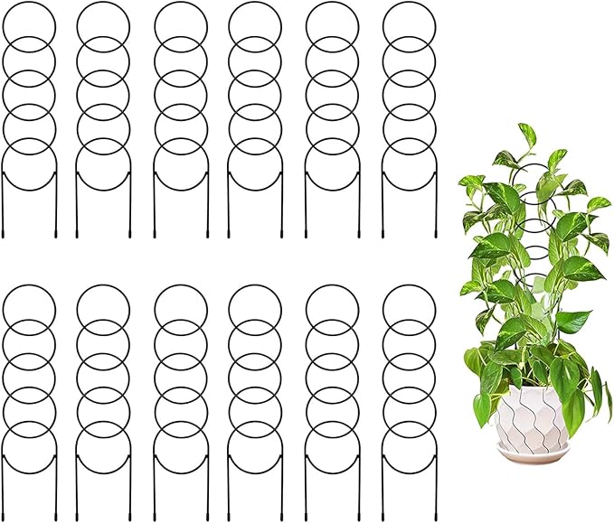 Garvee 12 Pcs Trellis for Climbing Plants Heavy Duty Sturdy Metal Trellis for Potted Plants Rustproof Houseplant Support for Plant Pothos Hoya Ivy Flower