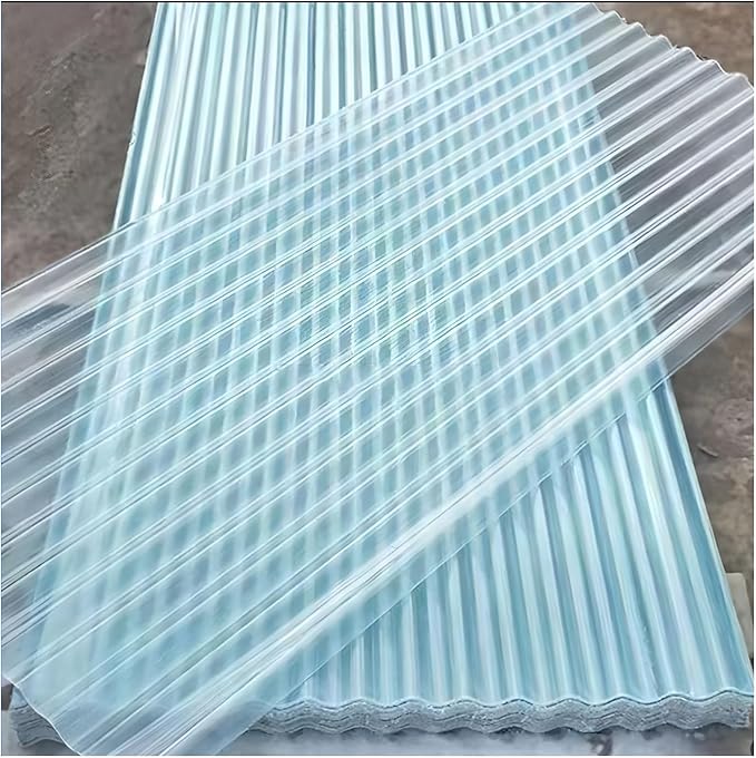 10 PCS Polycarbonate Roofing Panels Splicable Corrugated Plastic UV Resistan Greenhouse roof Panels Easy Cut for CanopyCarport (Clear 10PCS 71X33in)