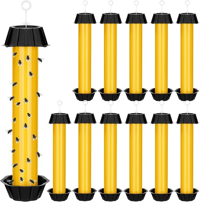 Qualirey Fly Traps for Indoor Outdoor Hanging Fruit Fly Stick Trap Sticky Mosquito for Home Insect 10 x 2.5 Inches(Yellow12 Pcs)