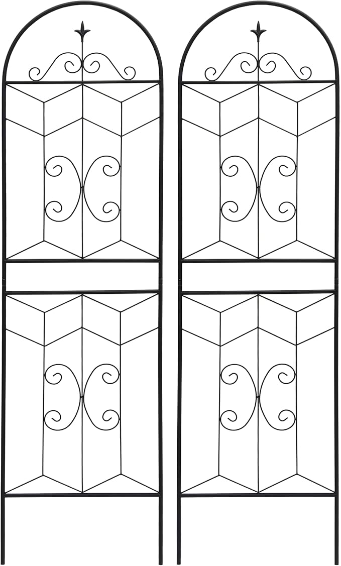 2 Pack Rustproof Metal Trellis for Climbing Plants 71x19.7 Outdoor Garden Support for Vines/Roses/Vegetables French Country Iron Plant Stand for Patio/Wedding Decor (Black3)