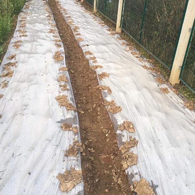 WGD Dimo 10m White Plastic PE Ground Cover Film 0.006mm Thick Agriculture Ground Mulch Film Frost Protection Keep Warm Weed Control Greenhouse Mulch