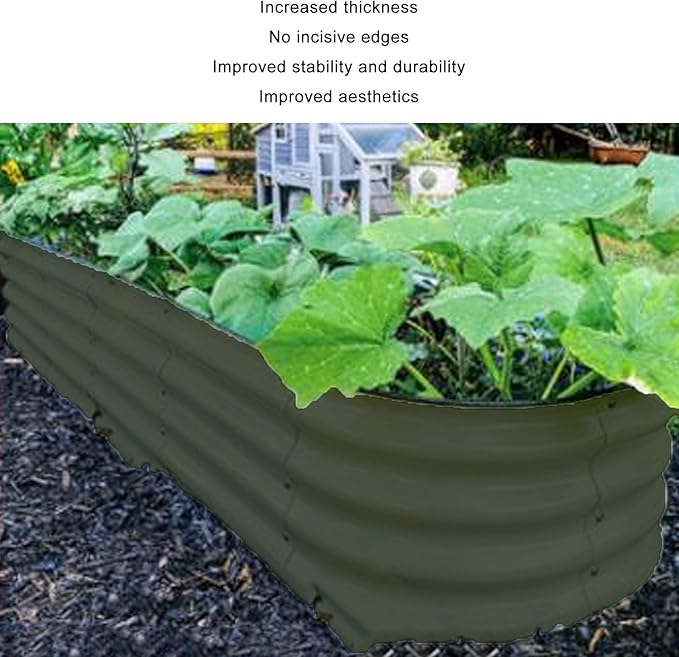 Fabater Raised Garden Bed Kit Oval Raised Planter Bed Open Base for Vegetables Easy Installation for Home School Garden Hotel (Light Green)