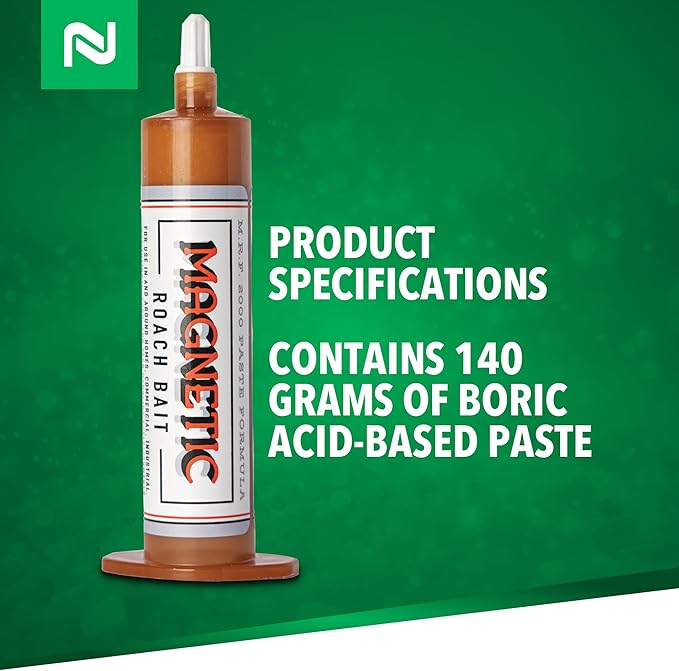 Nisus Magnetic Roach Bait Paste Formula Boric Acid Cockroach Control Long-Lasting Food Grade Ingredients 140 Grams