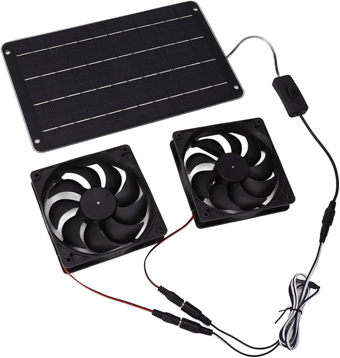 VINGVO Solar Fan Solar Heater For Chicken Coop 20W Greenhouse Heater Solar Powered Solar Powered Exhaust Fan For Outside Chicken Coops Greenhouses Sheds