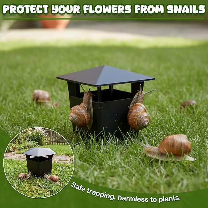 10 Pack Slug Snail Traps for Garden Reusable Beer Bait Snail Catchers with Pentagonal Lid Plastic Slug Houses for Outdoor Garden Vegetable Beds Farm(Black)