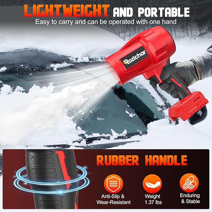 Rozlchar Cordless Leaf Blower Compatible for Milwaukee 18V Batteries(No Battery) Variable Speed Handheld Turbo Blower with Brushless Motor Portable Dust/Snow Cleaner for Lawn Patio