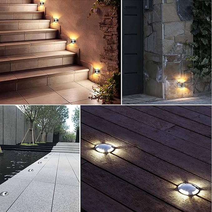 Outdoor Landscape Lamp - LED Buried Lights DC 24V Low VoltageOne / Two / Four Side Wall Light IP67 Waterproof Recessed LED Spotlight Inground Driveway Pathway Lights Easy To Install(Green4W-75MM-