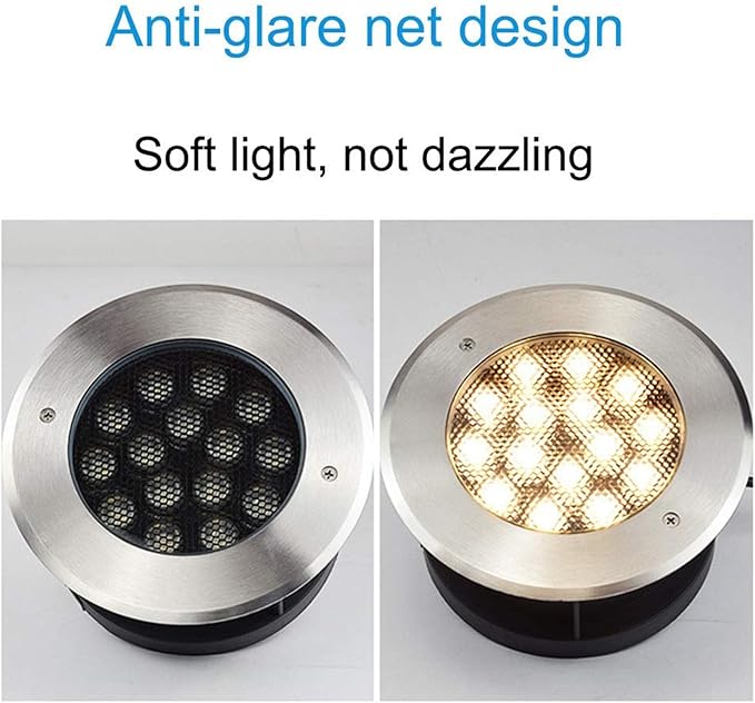 Underground Light LED 85-265V Beam LED Floodlight IP67 Waterproof Wall Washer Glare-Free Round Outdoor recessed spotlights Easy to Install Landscape Light Main Power (Cold White 15W)