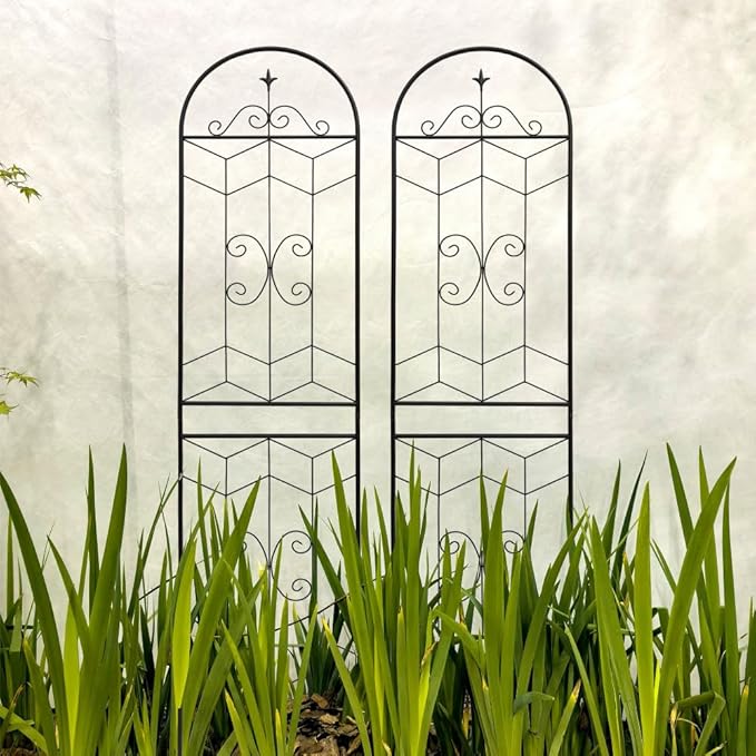 Sturdy Metal Garden Trellis for Climbing Plants – Rust-Resistant Outdoor Flower Support with Decorative Lattice Design (2 Pack-H86'')