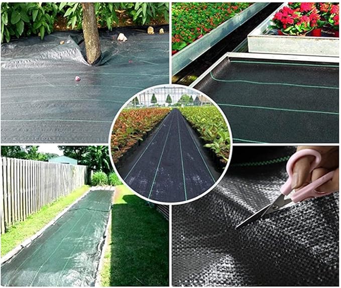 Landscape Garden Weed Control Membrane Heavy DutyWeed Barrier FabricGeotextile Weed Surpressing Fabric Membrane for Patios Garden Landscape(1.52x61m/5x200ft)