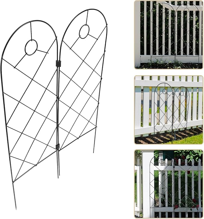 2pcs Iron Plant Climbing Frame and Garden Trellis for Potted Flowers Foldable Vine Support Rack with Firm Structure Suitable for Tomato Plants and Orchid Climbing in Outdoor