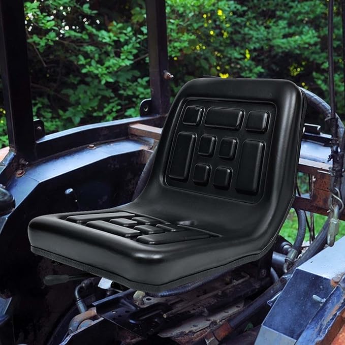 Tractor Seat Lawn Mower Seat Comfortable PU Leather with Back Rest Harvesters Seat Universal for Rice Transplanters Excavator Slide Rail Model