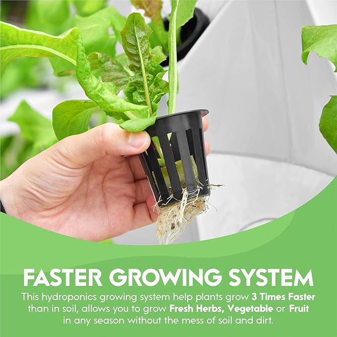 Smart Garden Planter 48/64/80/96 Pots Garden Hydroponics Growing Hydroponics Tower Aeroponics Growing Kit with LED Grow Light Hydrating Pump