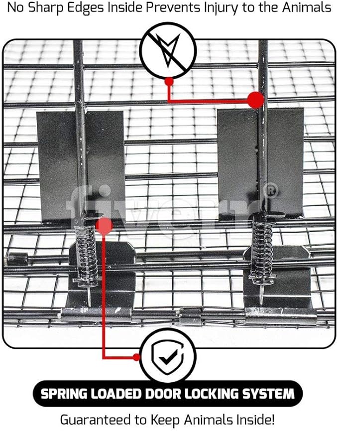 Humane Way Folding 50 Inch Live Humane Animal Trap - Safe Traps for All Animals - Dogs Raccoons Cats Groundhogs Opossums Coyote Bobcat - 50x20x26
