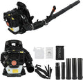 Backpack Leaf Blower 52CC 2-Stroke Gas Powered Leaf Blower 550CFM 1.25KW Air-Cooled Power Blower Snow Blower for Lawn Care Yard Dust Debris (Black)