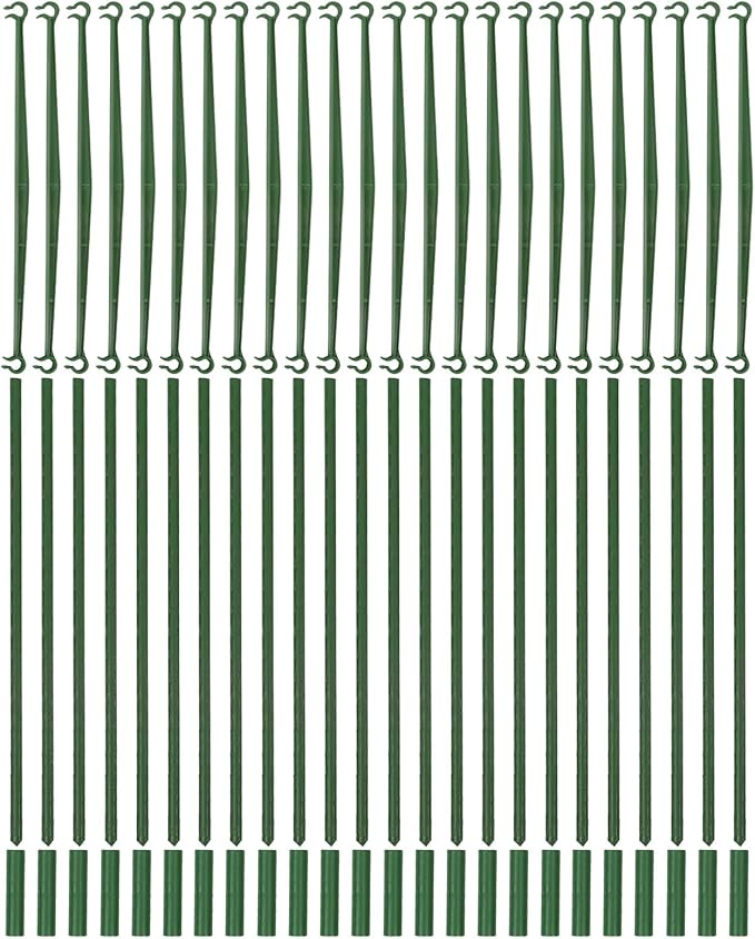 HEMOTON 3 Sets Tomato Plant Trellis Climbing Rack 27 Triangular Rods 27 Connecting Bars 18 Connectors Garden Plant Support Indoor and Outdoor