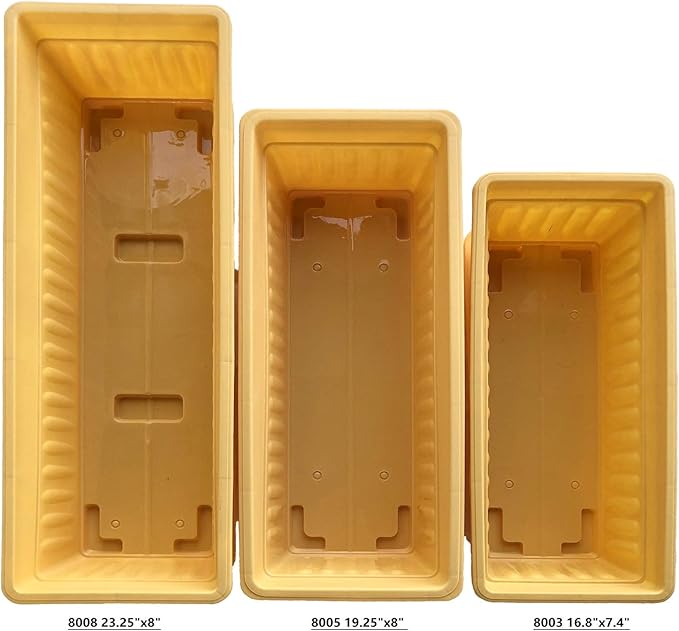 5 pcs / Length 16.8 Yellow Color Plastic Planter Window Box with Tray/ for Flower Vegetables Plants Nursery Seedling in The Garden Patio  Indoor Outdoor