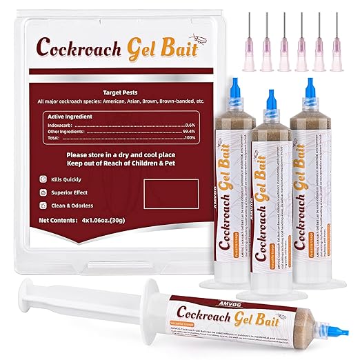 Indoor &amp Outdoor Cockroach Gel Bait - 4 Tubes Ready-to-Use Cockroach Control