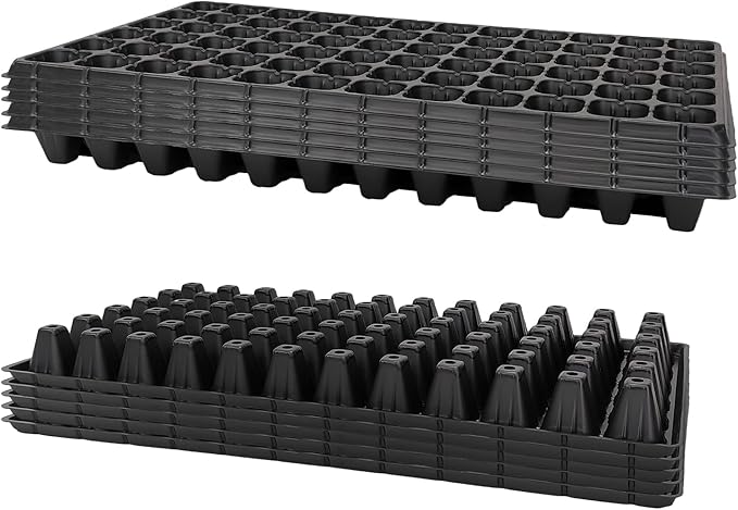 72 Cell Seed Trays Thick Durable 72 Cell Plug Tray Seedling Plastic Nursery Tray for 1020 Flat Germination (10-Pack 21×11 1.81 Height Low)