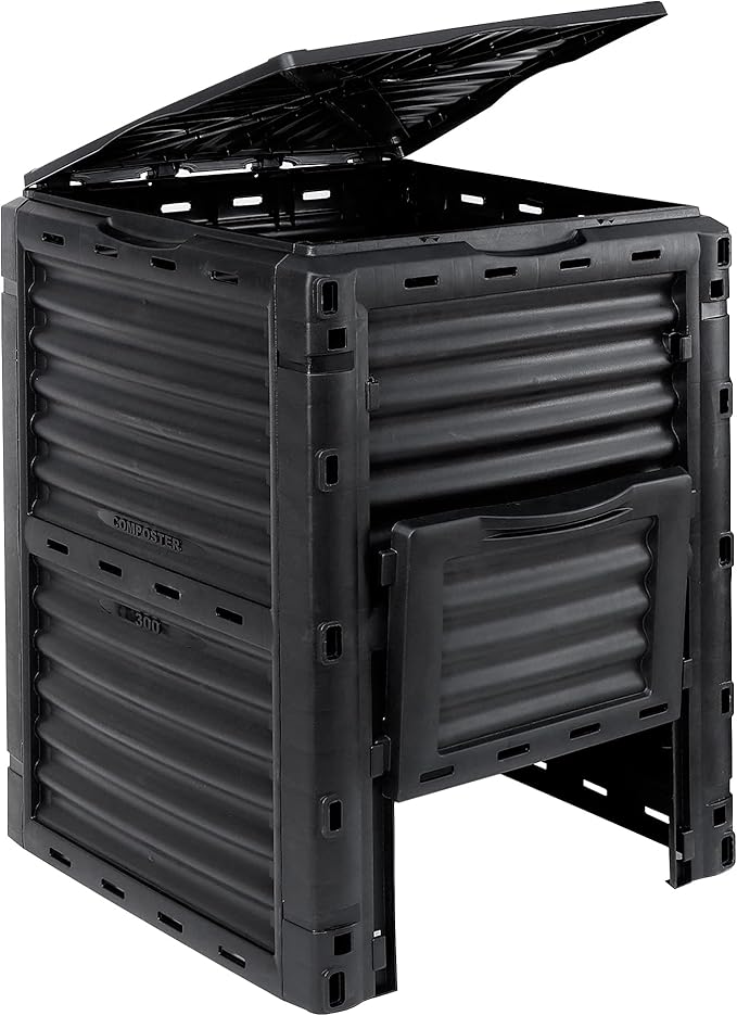 Garden Composter Bin Outdoor 80 Gallon(300L) Compost Container W/Easy Assembly Lightweight Aerating Compost Box for Kitchen Garden Food Waste Recycling Composting Green