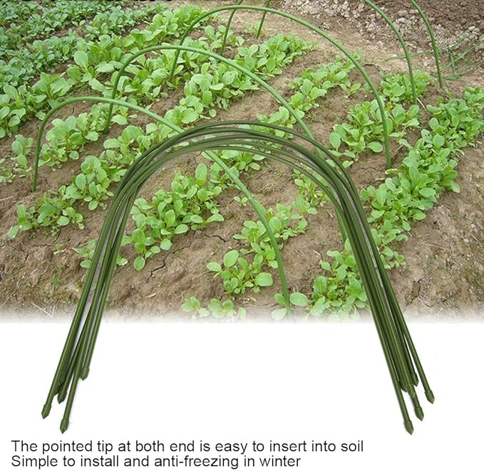 Pack of 6 Plastic Coated Steel Pipe Greenhouse Hoop Arch Shape Support Frame Garden Accessories