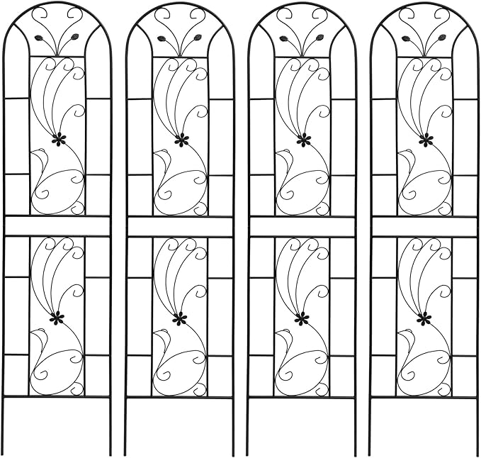 86.7 x 19.7 Metal Garden Trellis 2/4 Pack for Climbing Plants Outdoor Flower Support Plant Support for Vines Roses Garden Screen Practical(4 Pack)