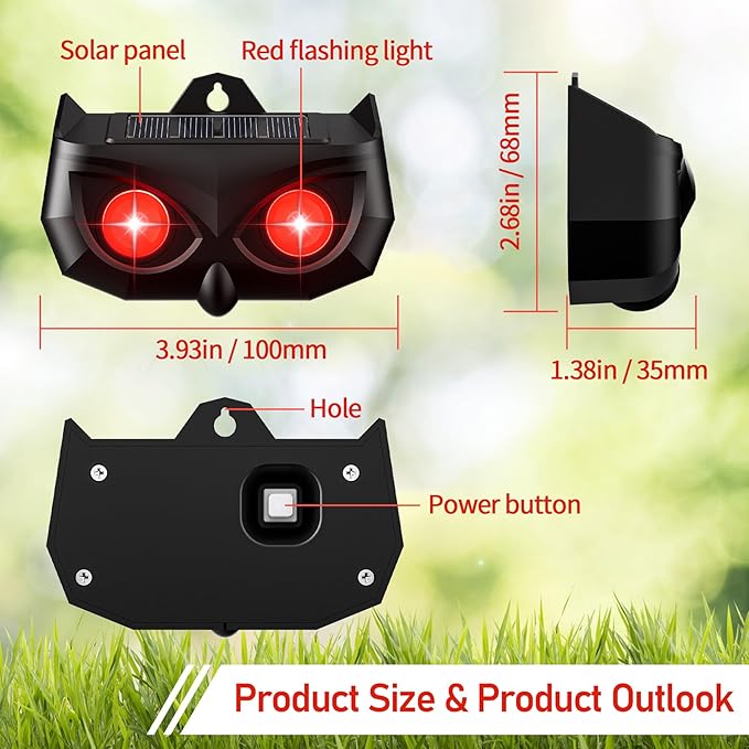 2025 Solar Nocturnal Animal Repeller4 Pack Racoon Repellent OutdoorWaterproof Deer Repellent DeviceWall-Mounted Red Flashing Light Skunk Fox Coyote Deterrent for Chicken Coop Garden Yard