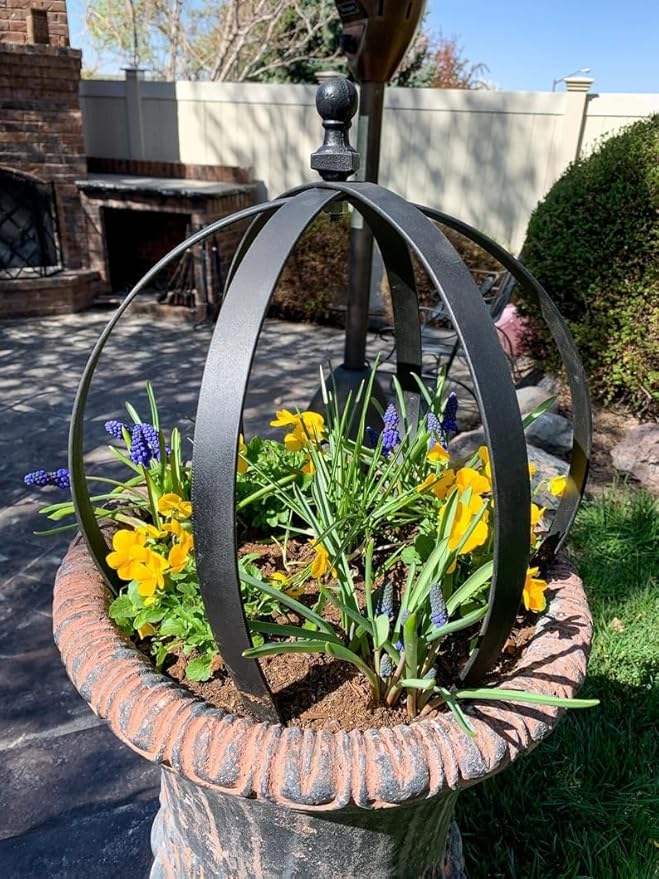 Metal Garden Obelisk Trellis 18x22 - 2pcs Large Round Black Plant Frame for Climbing Plants Indoor/Outdoor Topiary Structure Ideal for Potted Plant Decor - Outdoor Garden Decoration and Yard Gift