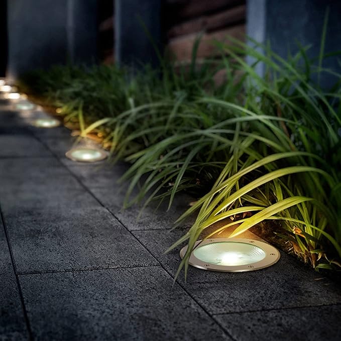LED COB Underground Path Light Round Landscape In-ground Lights IP65 Waterproof Spotlight for Yard Garden Driveway Deck Porch Pathway(White7W-24V)