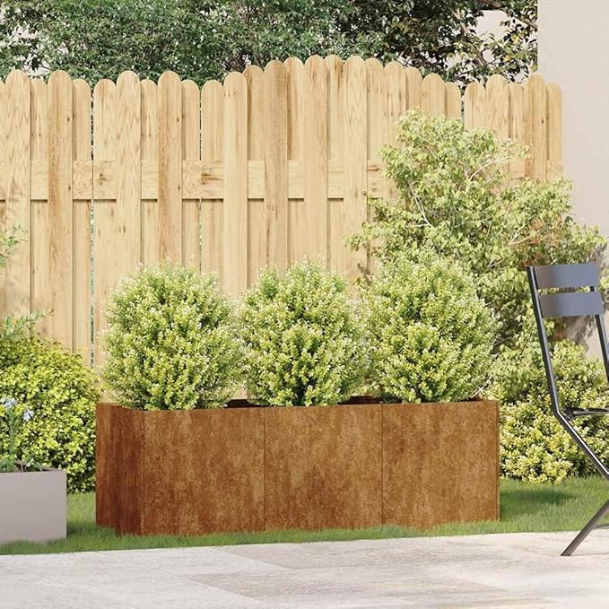 Large Rusty Corten Planter Box Rectangular 15.7x47.2x15.7 in Weathering Steel Outdoor Garden Planter for Patio &amp Terrace with Ample Soil Space