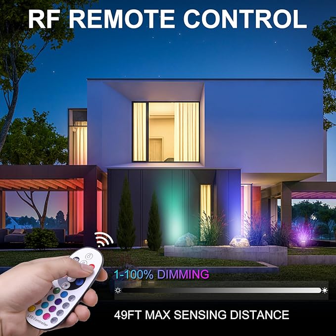 3W RGB Color Changing Landscape Lights Spotlight with Remote Control 3W 12V Landscape Lighting LED 16 Color Changing Spotlights Outdoor Waterproof Pathway Lights Garden Decorative (5 Watts)