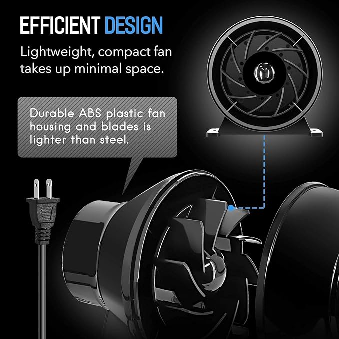 iPower 4 Inch 195 CFM Inline Fan Vent Blower Air Carbon Filter 8 Feet Ducting Speed Controller Rope Hanger and Temperature Humidity Monitor for Grow Tent Ventilation Exhaust HVAC Heating Cooling