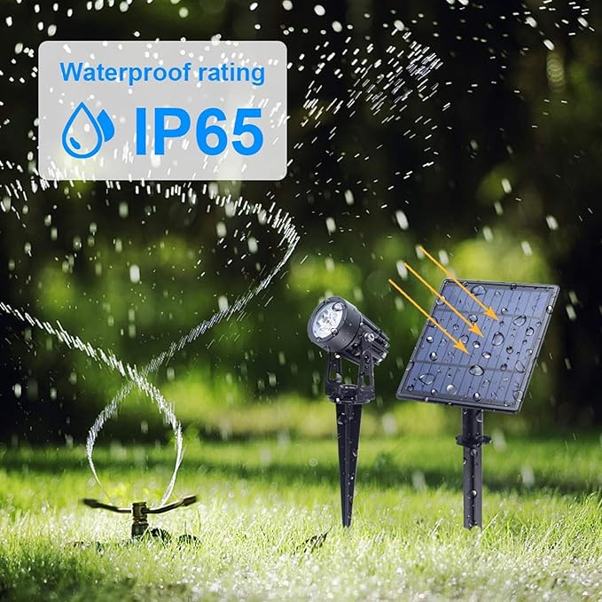 Solar Stake Light IP65 Waterproof 3000K Warm Light Outdoor Garden Decorative Landscape Lights for Walkway Driveway Lawn Patio - Adjustable Spotlight with Solar Powered Automati