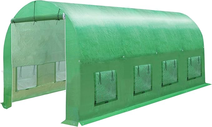 Strong Camel Greenhouse Replacement Covering for Outdoor Larger Hot Garden House Support Arch Frame Climbing Plants/Flowers/Vegetables (16' X 7' X 7' Cover)