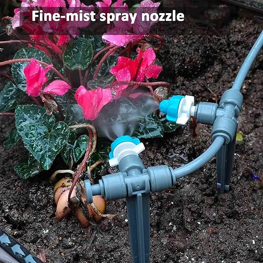 Drip Irrigation System with Water Timer(Dual System) Plug-in Quick Connection Drip Irrigation Kit 5/16“ID and 1/4 Inch Pipe Auto Watering System for Garden Spray Greenhouse Lawn Potted Plants