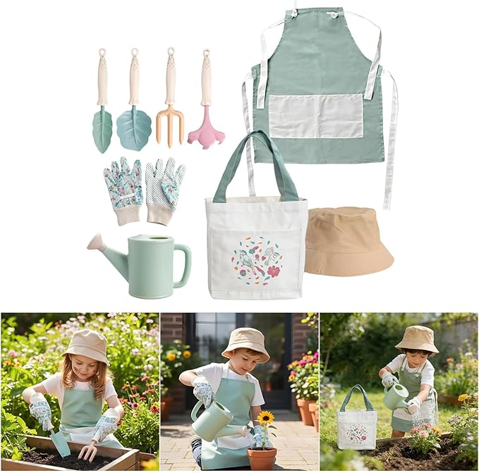 Colorful 9pcs Garden Tools Set with Lightweight Design for Backyard or Classroom Projects Ergonomic Garden Tools