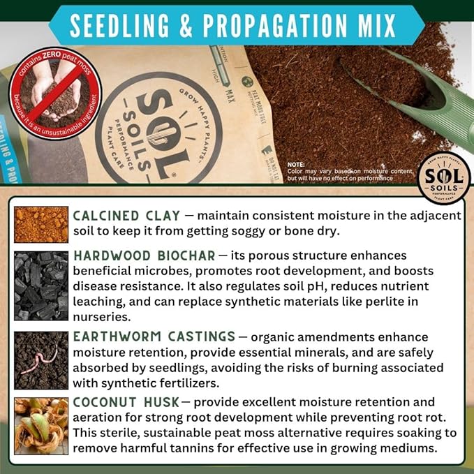 Sol Soils Seedling &amp Propagation Mix - Ideal Seedling Soil Mix for Healthy Plant Starts