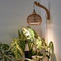 Bstrip Hanging Grow Lights for Indoor Plants 18W Full Spectrum Plant Light Boho Rattan Lantern Shade 3800K Wall-Mounted Decorative Grow Light with 9.8FT Power Cord for Indoor Plant Growing Flowers