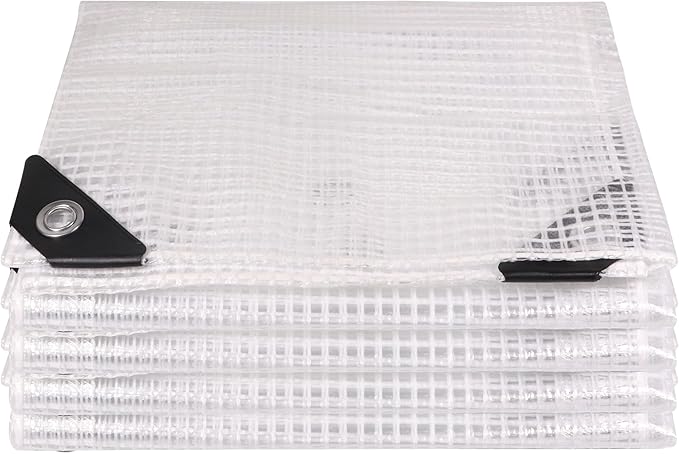 Greenhouse CoverClear Greenhouse Plastic Covering 16Mil Thickness Heavy Duty Clear tarp for Chicken coopGardeningFarming Greenhouse Plastic sheeting with Grommets (White 20ft*30ft)