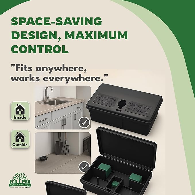 Mouse Bait Station | 4-Pack Indoor &amp Outdoor Mouse Bait Stations | Bait (Not Included) is Secured by Lock &amp Key | Pet &amp Child-Safe Alternative to Mouse Traps | for Mice Only - Small Size