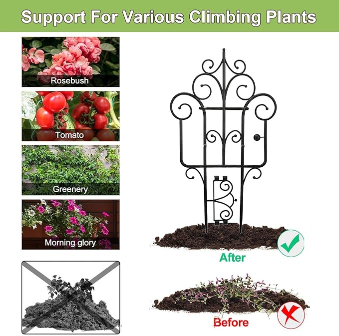 5 Pcs Plant Climbing Trellis Small Garden Plastic Fence for Potted Plants Outdoor Mini Garden Trellis for Climbing Plants Vine Ivy Flower Plant Suppor(Black)