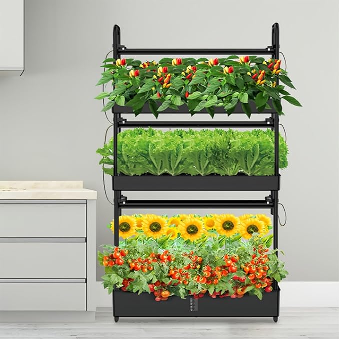 Vertical Indoor Garden with Grow Light Garden Hydroponics Growing System Kit Energy-Saving Two-Color Lamp Beads Automated Management for Vegetable Fruit Herb