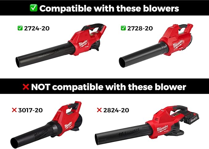 Stubby Car Drying Nozzle for Milwaukee M18 Fuel Leaf Blowers - Single Battery Gen I &amp II (2724-20 &amp 2728-20)