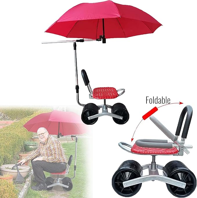 Garden Trolley Rolling Seat Kneele Stool Cart Patio Wagon Scooter Chair with Comfort Cushion Perfect Garden Stool for Garden Outdoor Yard Load Capacity Up to 150 Kg