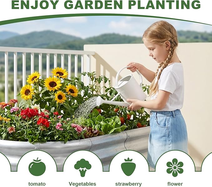 AHEONLAR 3 Pack 4×2×1.5ft Galvanized Raised Garden Beds Outdoor Sturdy Planter Boxes for Vegetables Fruits Flowers and Plants Easy Assembly Silver