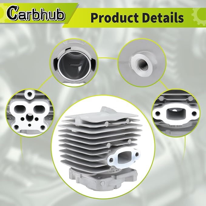 Carbhub BG86 Cylinder Piston Kit for Stihl BG86 BG86C SH86C BR200 SR200 Blower Replace 4241 020 1203 4241 020 1204 with Fuel Line Hose Filter Tank Vent Gasket