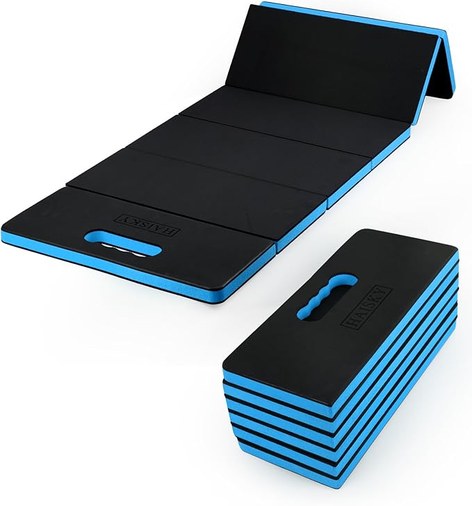 Extra Thick Kneeling Pad for Working Under Car 47.2 * 17.7 * 1.2 Portable Foldable EVA Mechanic Mat for Garage Gardening Yardwork Workshop Blue &amp Black