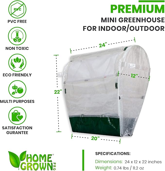 Portable Mini Indoor Greenhouse - Perfect Greenhouses for Outdoors &amp Indoors Gardening 24''x22''x12'' Small &amp Heavy Duty Green Houses for Outside - Ideal Green House Planter for Herbs